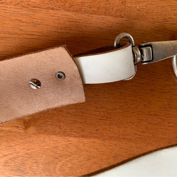Leather Belt White. Wide with studs. Burning Man European Brand Sandwich.Boho. main image 4